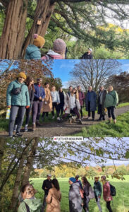 A yoga group enjoy a foraging experience after their yoga session.